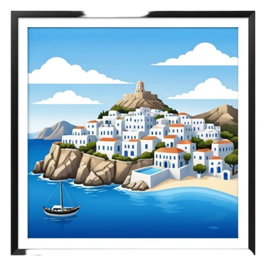 a greek island seen from the sea sticker