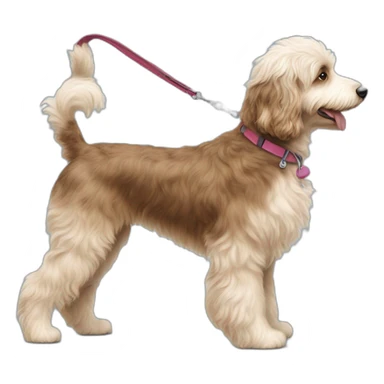side profile of aussiedoodle on a leash going for a walk sticker