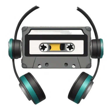 Cassette tape and headphones sticker