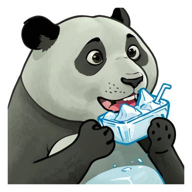 Panda eating ice sticker