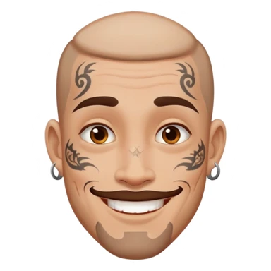 man with small face tattoos, cheerful expression sticker