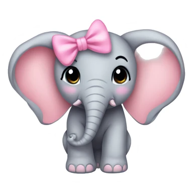 elephant baby pink bow sticker