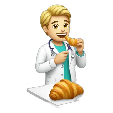 a dentist eating a croissant sticker