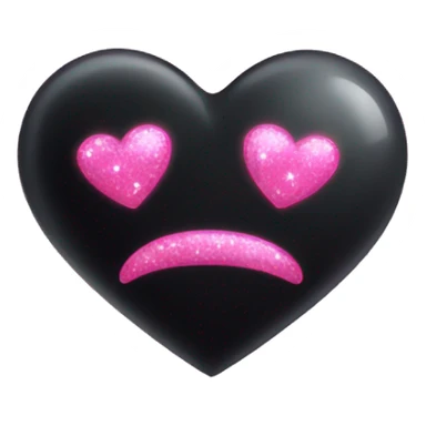 Black heart with pink sparkles sticker