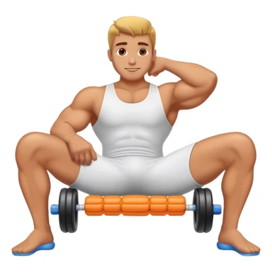 buff guy lying lats down on foam-roller sticker
