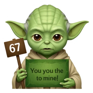 Yoda with the text 67  sticker