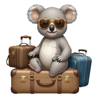 Koala with bagages at airport with sunglasses sticker