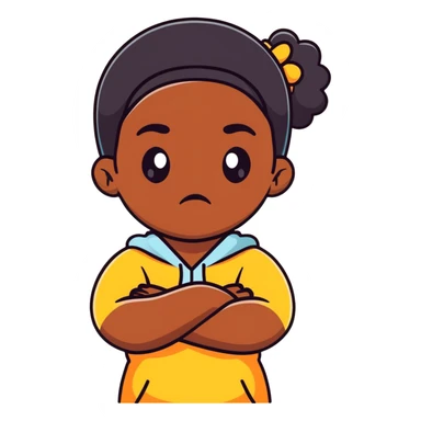 Upset Black girl with dark skin crossing arms with angry expression sticker