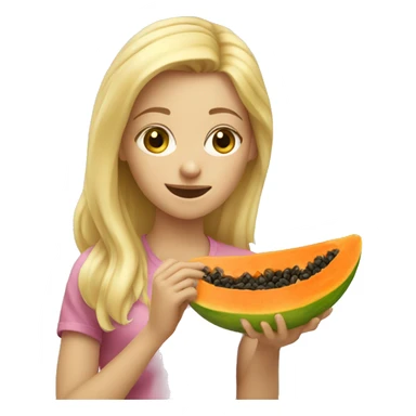 Blond girl eating papaya sticker