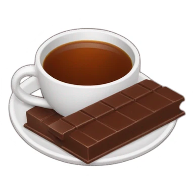 A cup of hot tea with a bar of chocolate next to a cup sticker