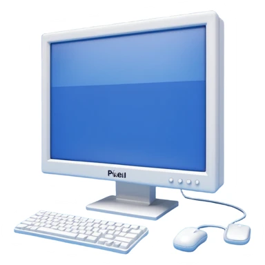 3D render of Blue Screen of Death, digital glitch art aesthetic, data corruption visual, computer monitor displaying a solid blue screen with white text, pixelated distortion, emoji style, isolated on white background --v 6.0. sticker