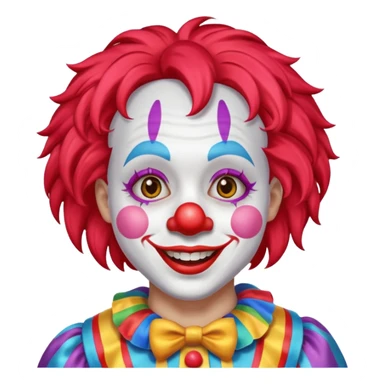 Clown – Bright makeup, red nose, colorful wig, exaggerated smile, full body sticker