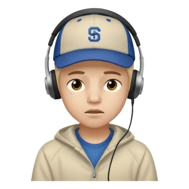 Adolescente com fone no ouvi é um boné, com uma carinha de sono sticker