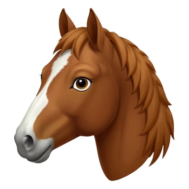 Head of a sorrel horse with a wide white blaze from his forehead, under his forelock, running down his face and under his muzzle, facing forward. White should go between nostrils and not on the side of the lips. sticker