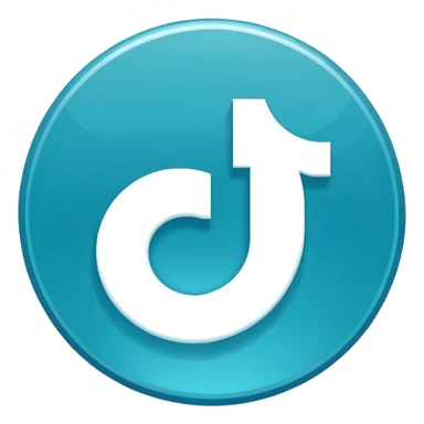 Modern emoji-style TikTok verified icon: cyan-blue circular badge, bold white checkmark, smooth gradient, soft glossy highlights, subtle shine, thick white border, minimalist flat + semi-3D style, smooth edges, high contrast, transparent PNG, high quality, sharp. sticker