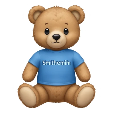 teddy bear wearing a blue tshirt that says smithsonian sticker