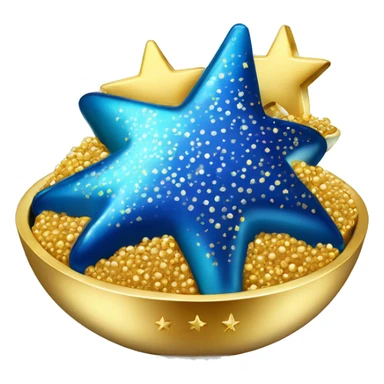 Design a luxurious 'Caviar 5-Star' icon with a golden number 5, five stars, and a blue caviar bowl, using gold and blue gradients for elegance sticker