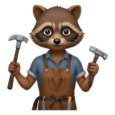 dirty blacksmith  brown racoon holding hammer sticker