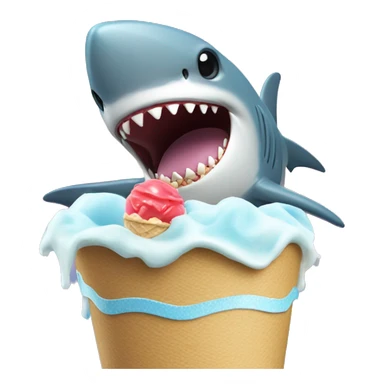 shark eating ice cream with a tutu on sticker
