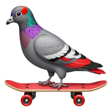 Create a pigeon on a red skateboard sticker