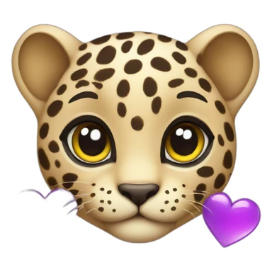 Baby leopard holding a purple heart  sticker
