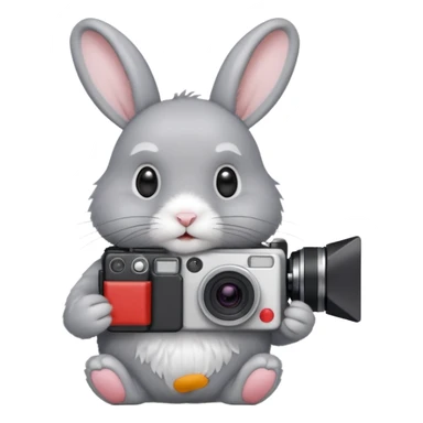 gray rabbit white camera sticker
