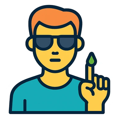 A cool man with a booger on his finger sticker