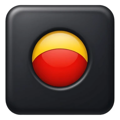 a black and red rectangle with a medium-sized yellow circle in the middle sticker