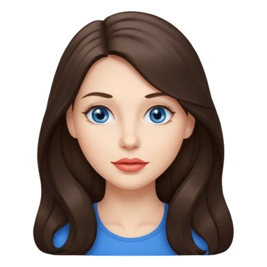 Woman with fair skin long brunette hair grey blue eyes and full lips sticker