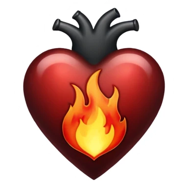 Black heart with flames sticker