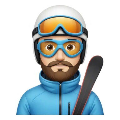 A bearded man skiing sticker