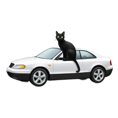 black cat on the modern white car sticker