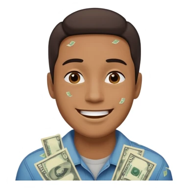 someone with 5 dollar bills raining down on him sticker