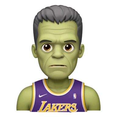 Frankenstein with a lakers uniform sticker