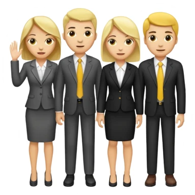 4 people, two man and two women,yellow skin office style sticker