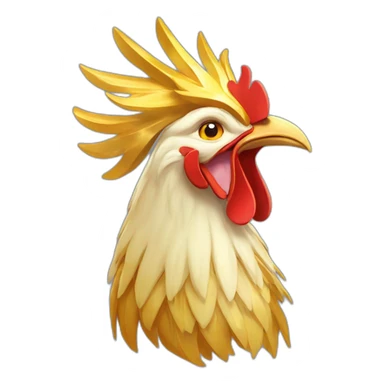 proud and howling golden phoenix rooster with a golden crown on its head sticker