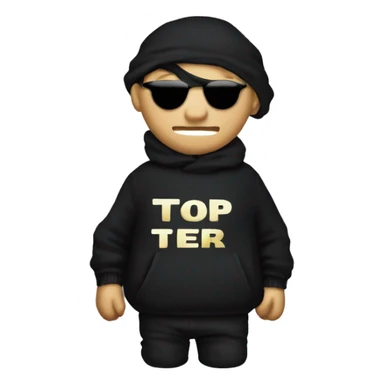 Thief wearing all black clothes stealing a money bag with the words Top Tier embroidered on it sticker