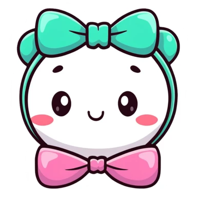 kawaii bow with face and sparkles sticker