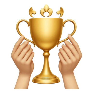 four hands hold a golden cup sticker