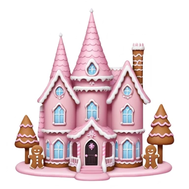 Cute gothic Queen Anne style pastel pink gingerbread house mansion sticker
