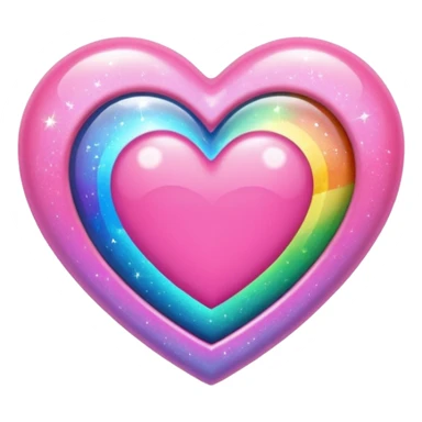 heart with a rainbow sparkle center sticker