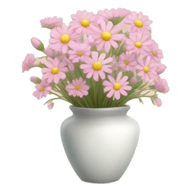 Bouquet of light pink wildflowers in a vase w sticker