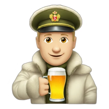 Putin with beer in ushanka sticker