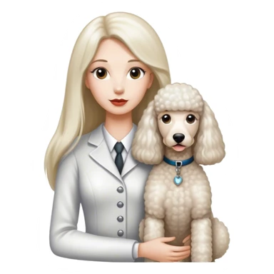 White Standard Poodle and Straight long hair Women sticker