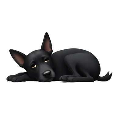 Black dog with pointy ears sleeping sticker
