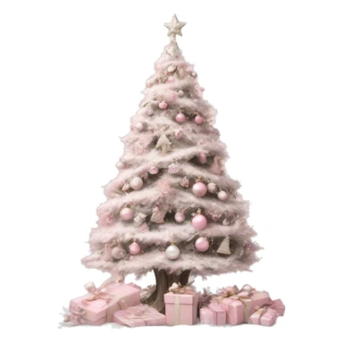 Pink Christmas shabby chic tree  sticker