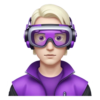 Cyberpunk man fappy head 3d puruple cyber VR -glasses only head sticker