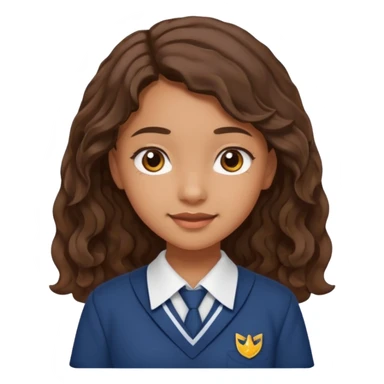 Quiero a una persona morena no tan morena , que sea una adolescente , que lleve uniforme escolar , con un pelo ondulado pero que sea negro castaño,pero no regido , pero que tenga una sonrisa suave, pero que este con un fondo blanco. sticker