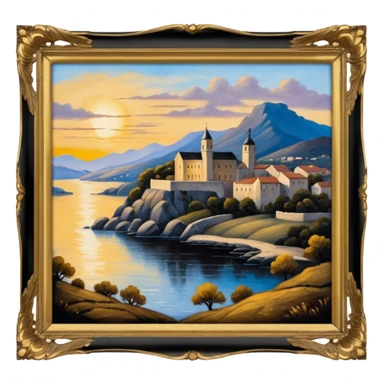 Old painting in the auction sticker