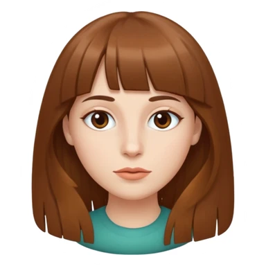 Tenho uma franja vegana, sombrancelha fina, um rosto oval e meu cabelo é grande e castanho sticker